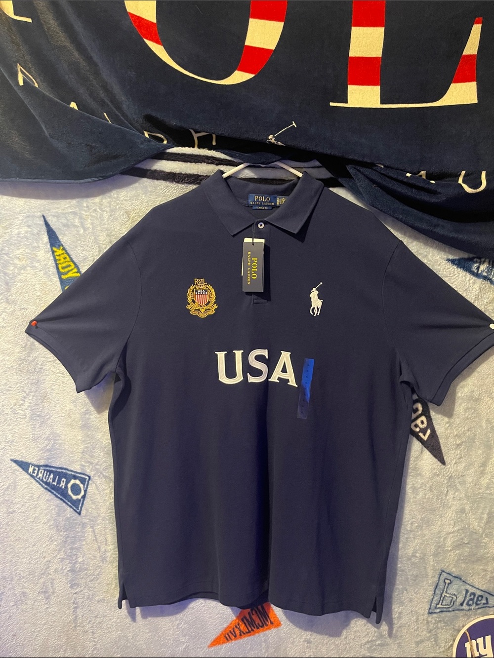 Polo by Ralph Lauren Navy USA Crest Polo Shirt